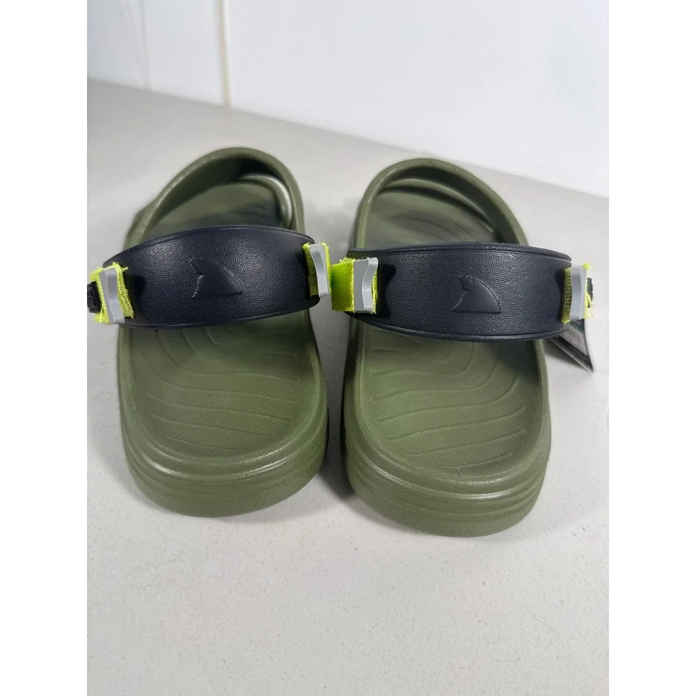 Rugged Shark Mens Water Active Sandals Olive Green Neon Yellow Floatable Size 12